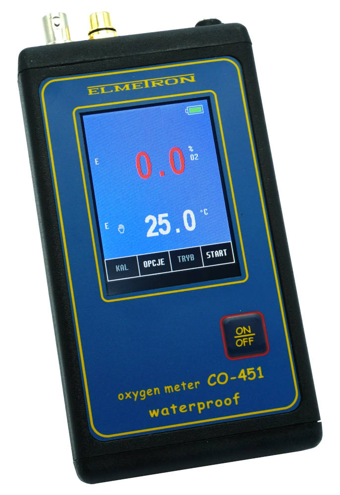 Кислородометр водонепроницаемый, измеряет содержания растворенного кислорода в воде или сточных водах и воздухе в % насыщения, мг/л и температуру ELMETRON CO-451 Оксиметры