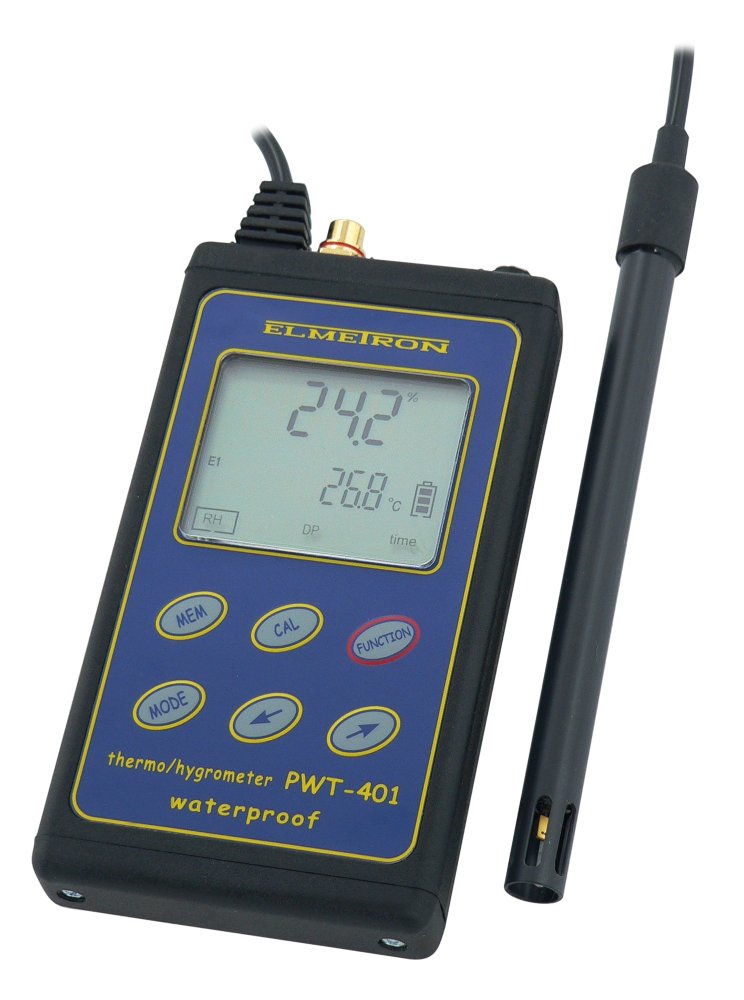 Термогигрометр влагозащищённый измеряет относительную влажность, температуру окружающей среды, температуру поверхности и определяет температуру точки росы ELMETRON PWT-401 Селективные (питательные) среды