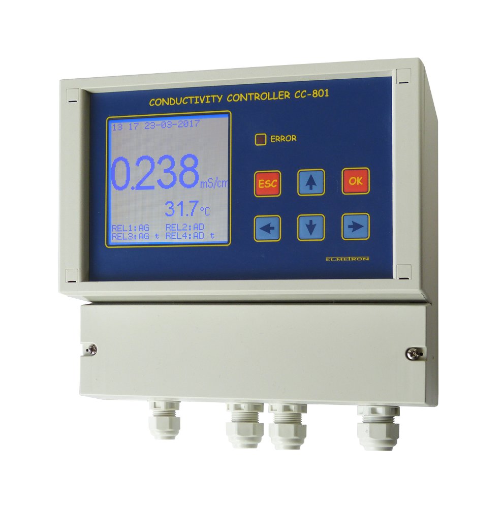 Контроллер электропроводности промышленный для измерения сверхчистой, чистой и сточной воды ELMETRON CC-801 Кондуктометры